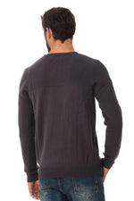 Men's gray round neck sweater - Image n°3