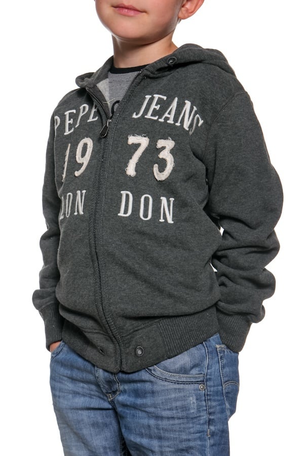 Children's zipped textile vest PEPE JEANS gray - Image n°1