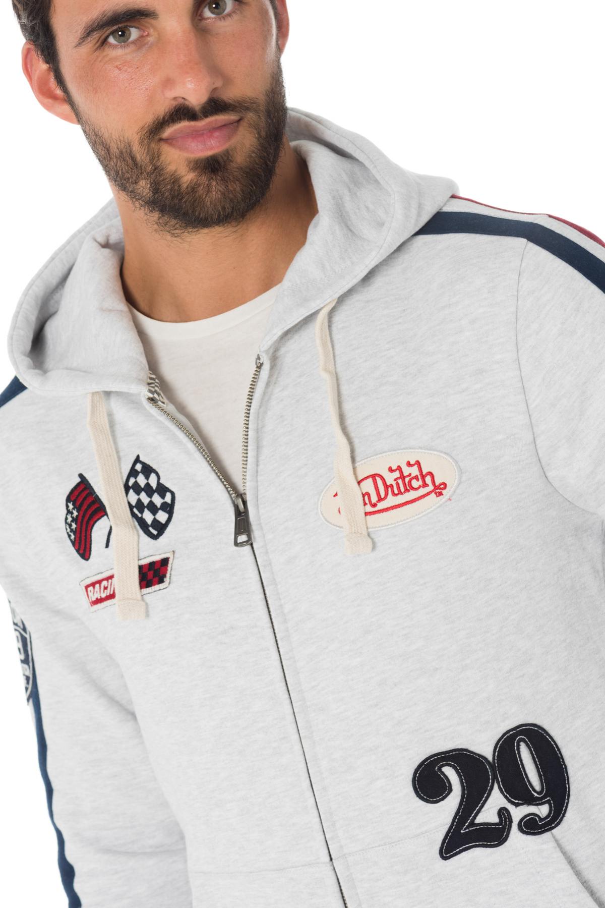 Von Dutch men's light gray zipped sweatshirt - Image n°5