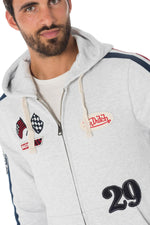 Von Dutch men's light gray zipped sweatshirt - Image n°5