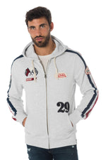 Von Dutch men's light gray zipped sweatshirt - Image n°1