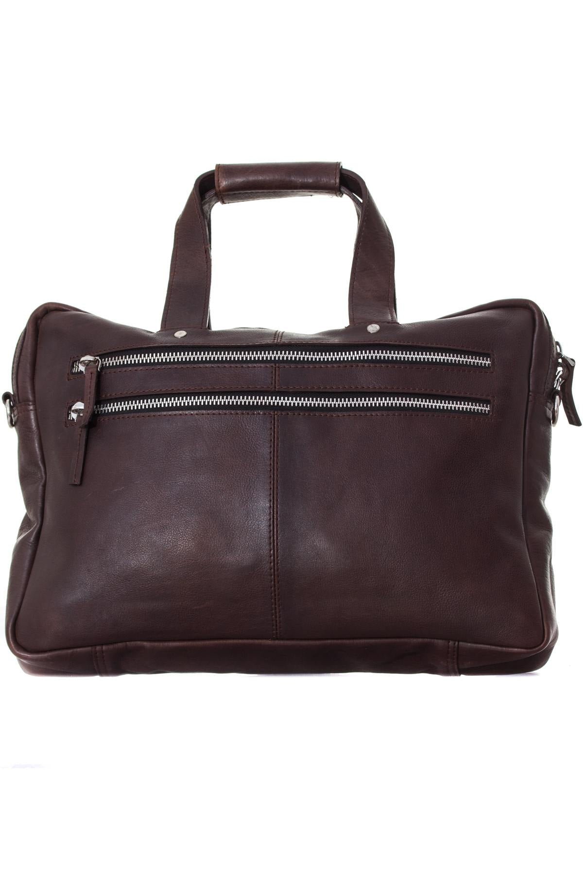 Brown leather briefcase Serge Pariente - Image n°1