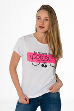 Women's white round-neck t-shirt - Image n°1