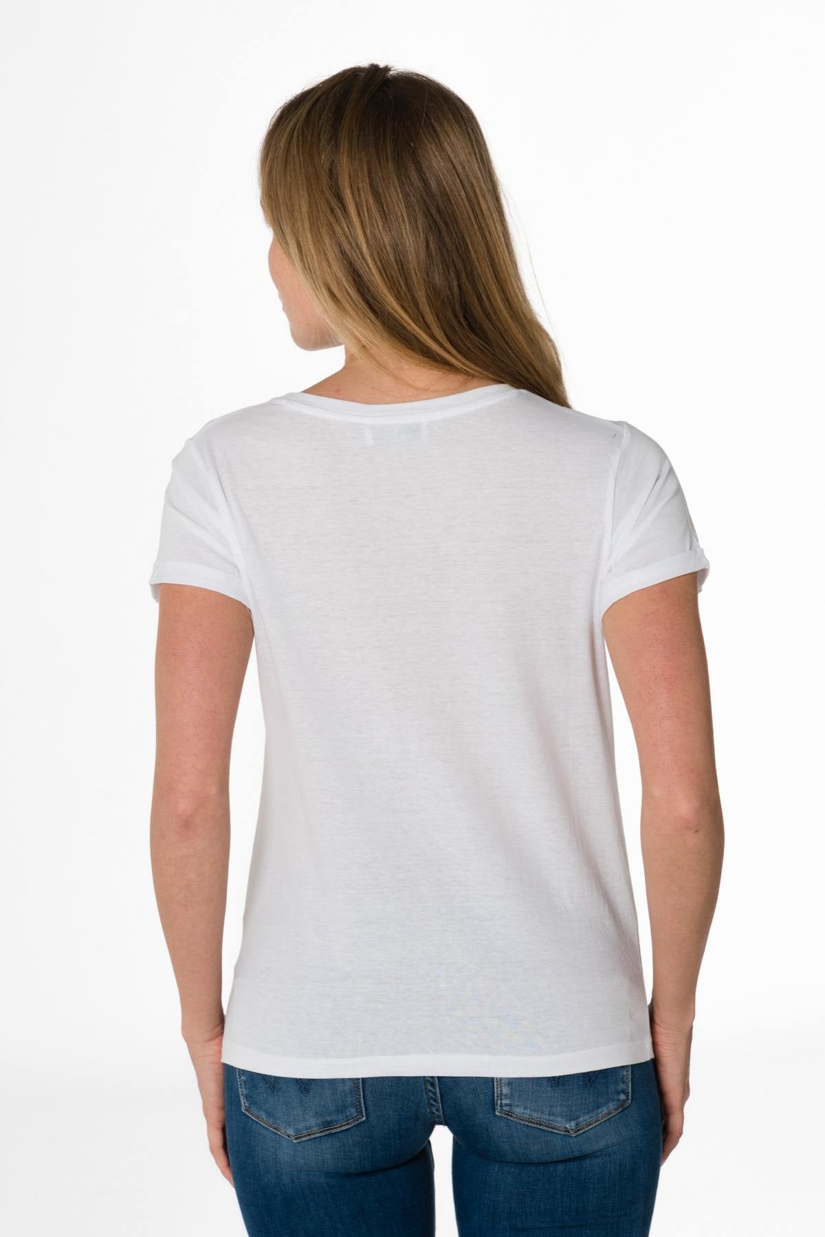 Women's white round-neck t-shirt - Image n°3