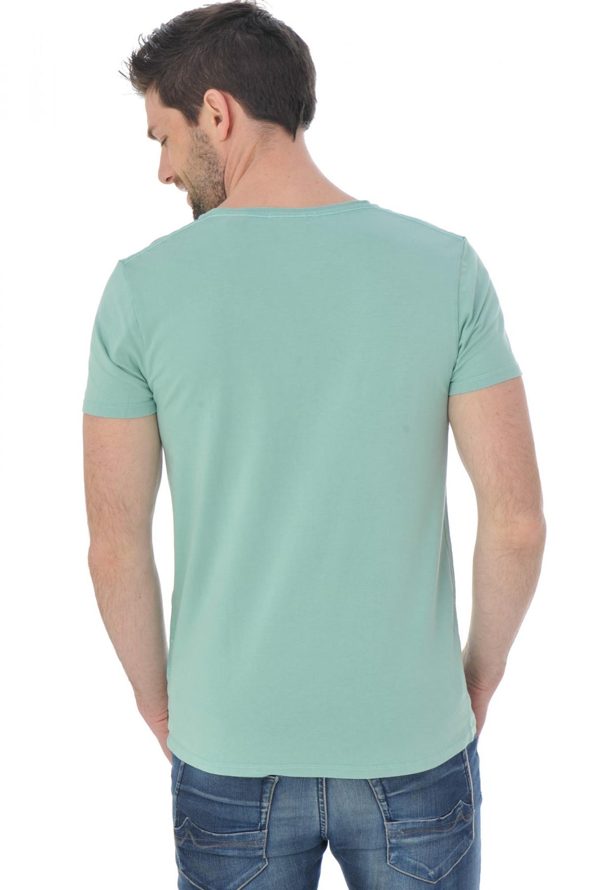 Scotch and Soda green V-neck t-shirt - Image n°3