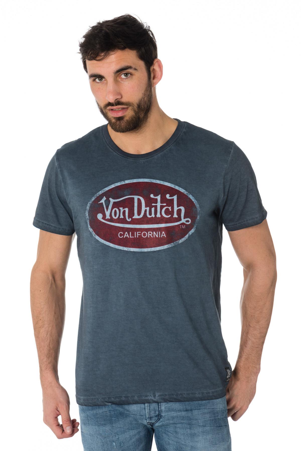 Von Dutch men's faded blue T-shirt - Image n°1