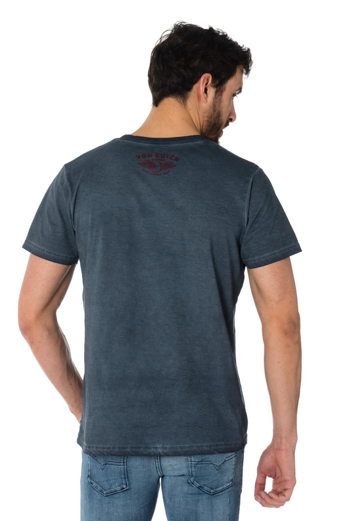 Von Dutch men's faded blue T-shirt - Image n°3