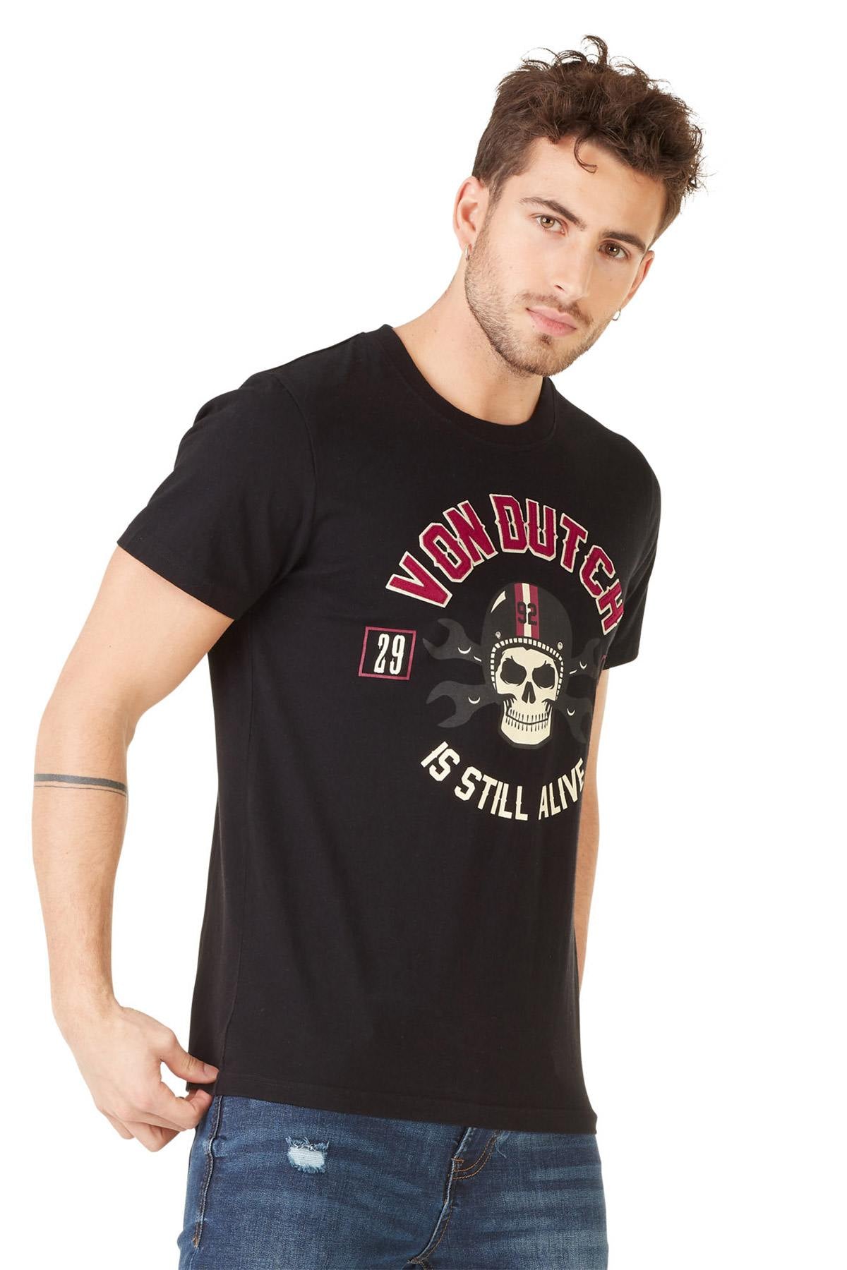 Men's black biker skull t-shirt - Image n°7
