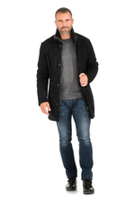 Black shearling coat with gray interior - Image n°2