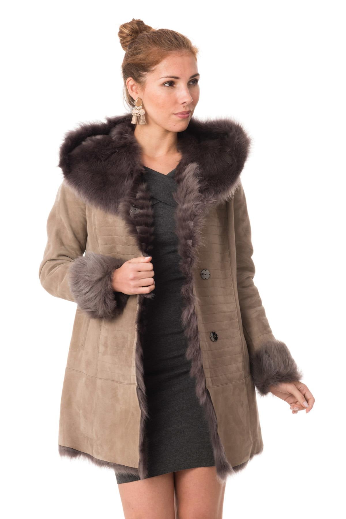 Beige shearling coat - Image n°3
