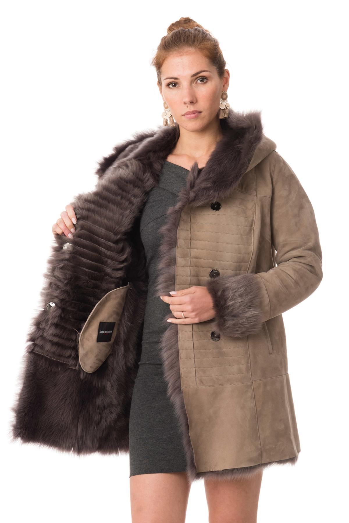 Beige shearling coat - Image n°4