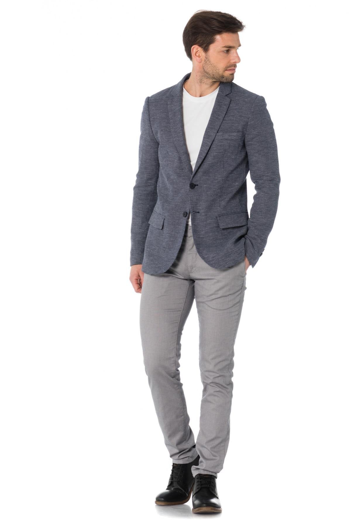 Men's blue and white cotton blazer - Image n°2