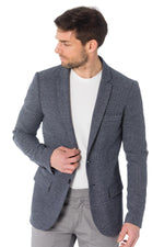 Men's blue and white cotton blazer - Image n°3