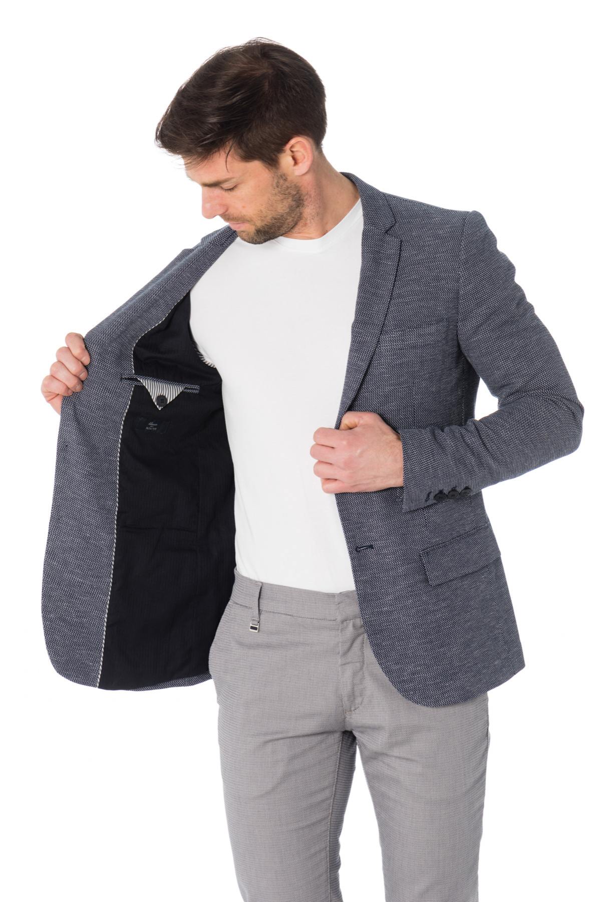 Men's blue and white cotton blazer - Image n°5