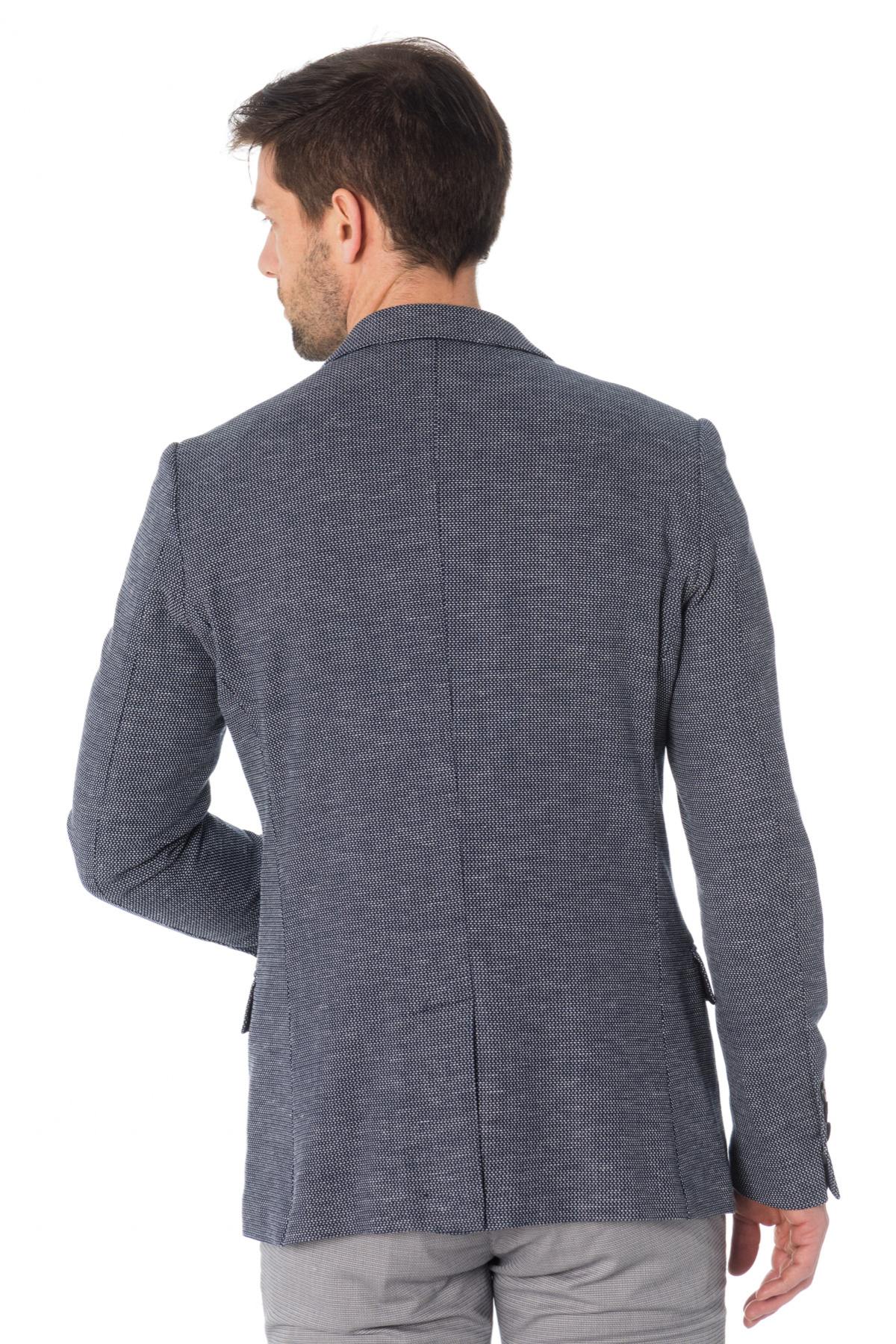 Men's blue and white cotton blazer - Image n°6