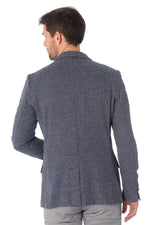 Men's blue and white cotton blazer - Image n°6