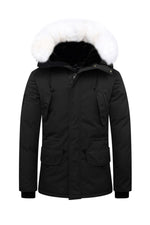Men's black parka with white fur Helvetica - Image n°3