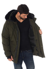 Helvetica men's khaki parka with black collar - Image n°5