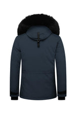Helvetica men's navy blue heated parka with black collar - Image n°12