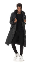 Men's long black parka - Image n°3