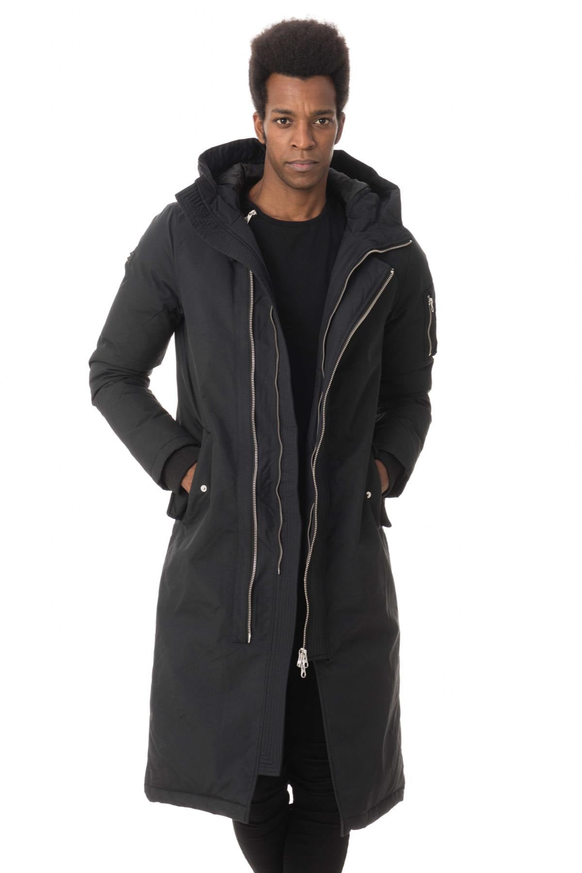 Men's long black parka - Image n°1