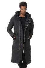 Men's long black parka - Image n°1