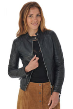 Women's leather jacket Black Serge Pariente - Image n°3