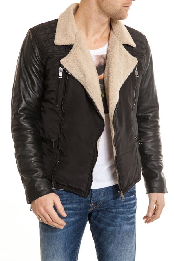 Men's jacket in lambskin and polyester Black Serge Pariente - Image n°2
