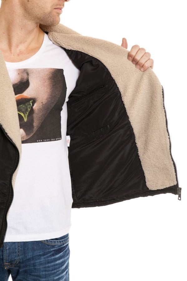 Men's jacket in lambskin and polyester Black Serge Pariente - Image n°3
