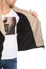 Men's jacket in lambskin and polyester Black Serge Pariente - Image n°3