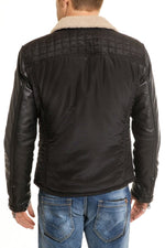 Men's jacket in lambskin and polyester Black Serge Pariente - Image n°5
