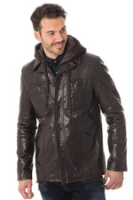 Jacket with buffalo leather hood - Image n°3