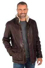 Men's jacket in oxblood lambskin - Image n°1