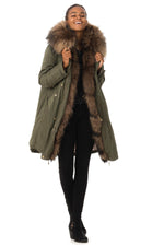 Khaki parka with raccoon fur - Image n°2