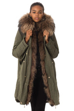Khaki parka with raccoon fur - Image n°1