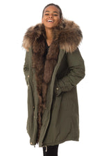 Khaki parka with raccoon fur - Image n°5
