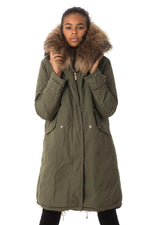 Khaki parka with raccoon fur - Image n°3