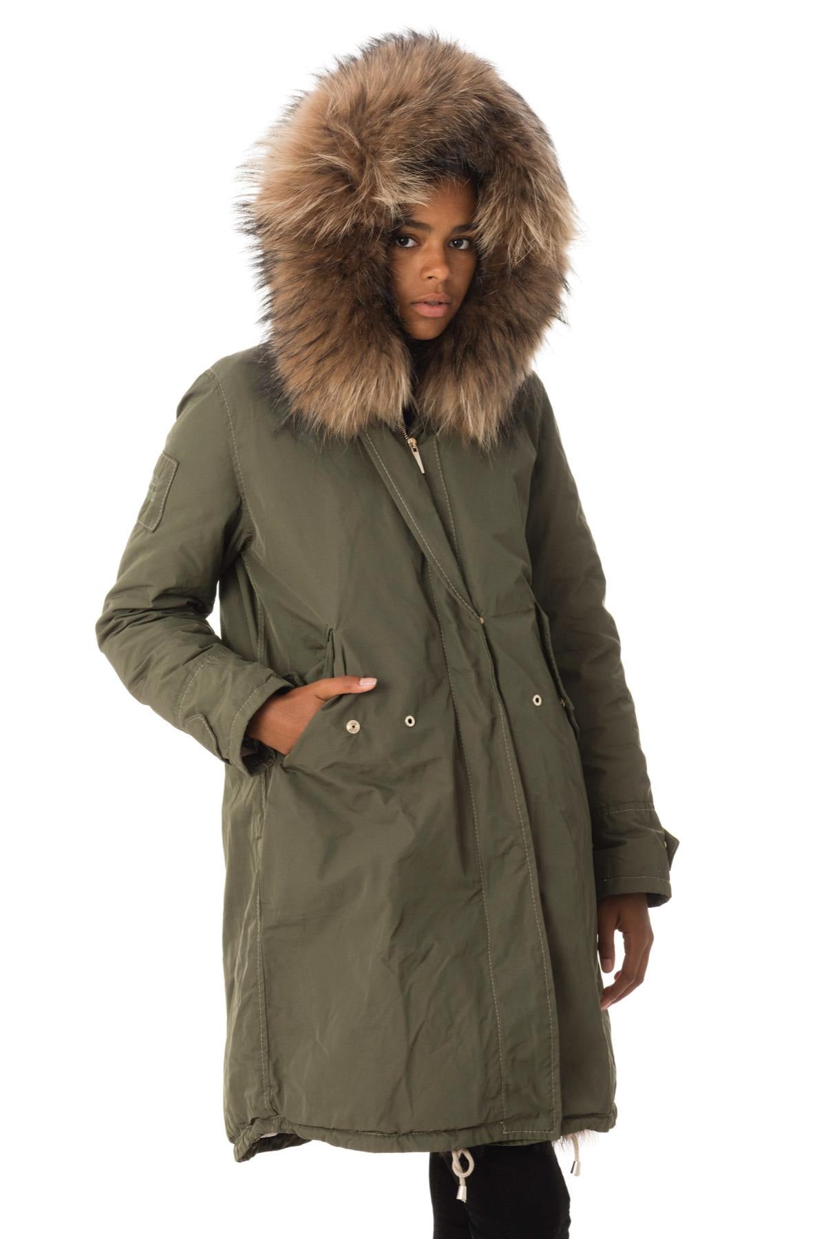 Khaki parka with raccoon fur - Image n°4