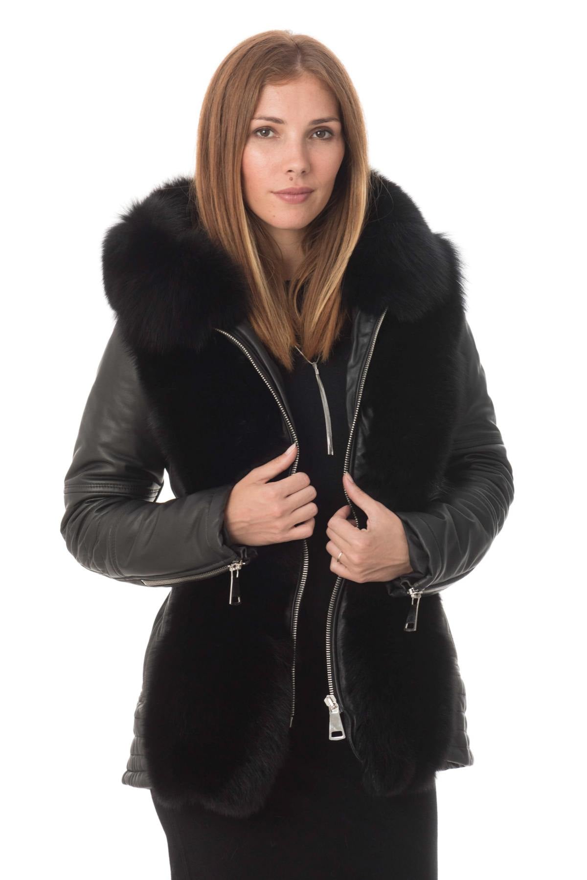 Lambskin and fox fur jacket - Image n°4