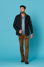 Men's navy blue textile coat - Image n°2