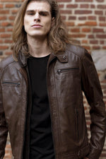 Serge Pariente jacket in brown leather - Image n°3