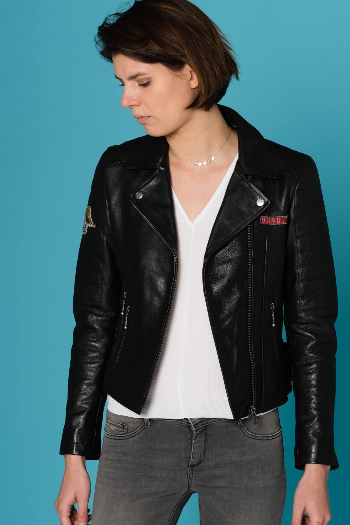 Black cowhide leather perfecto - Image n°3