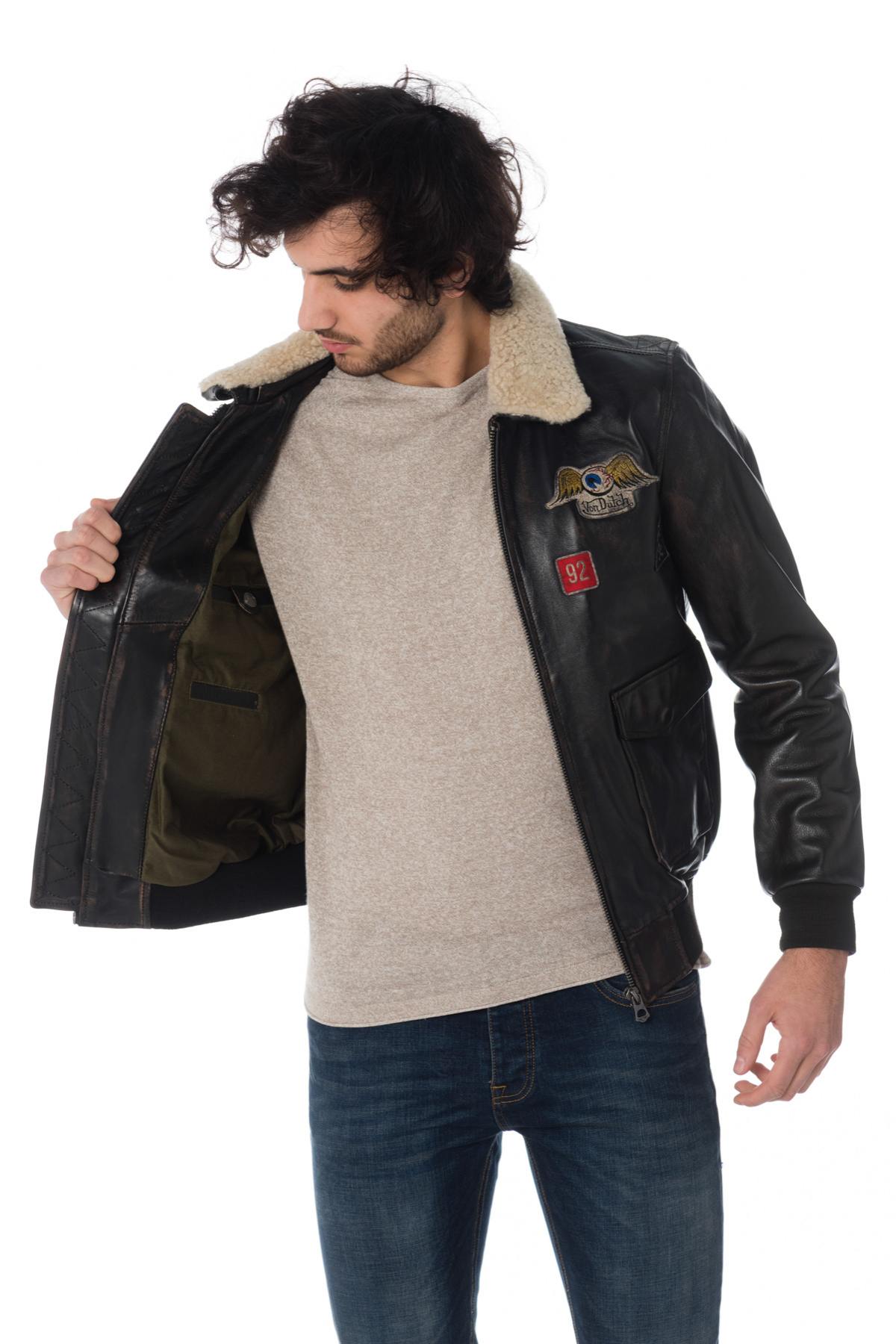 Patched leather bomber jacket - Image n°4