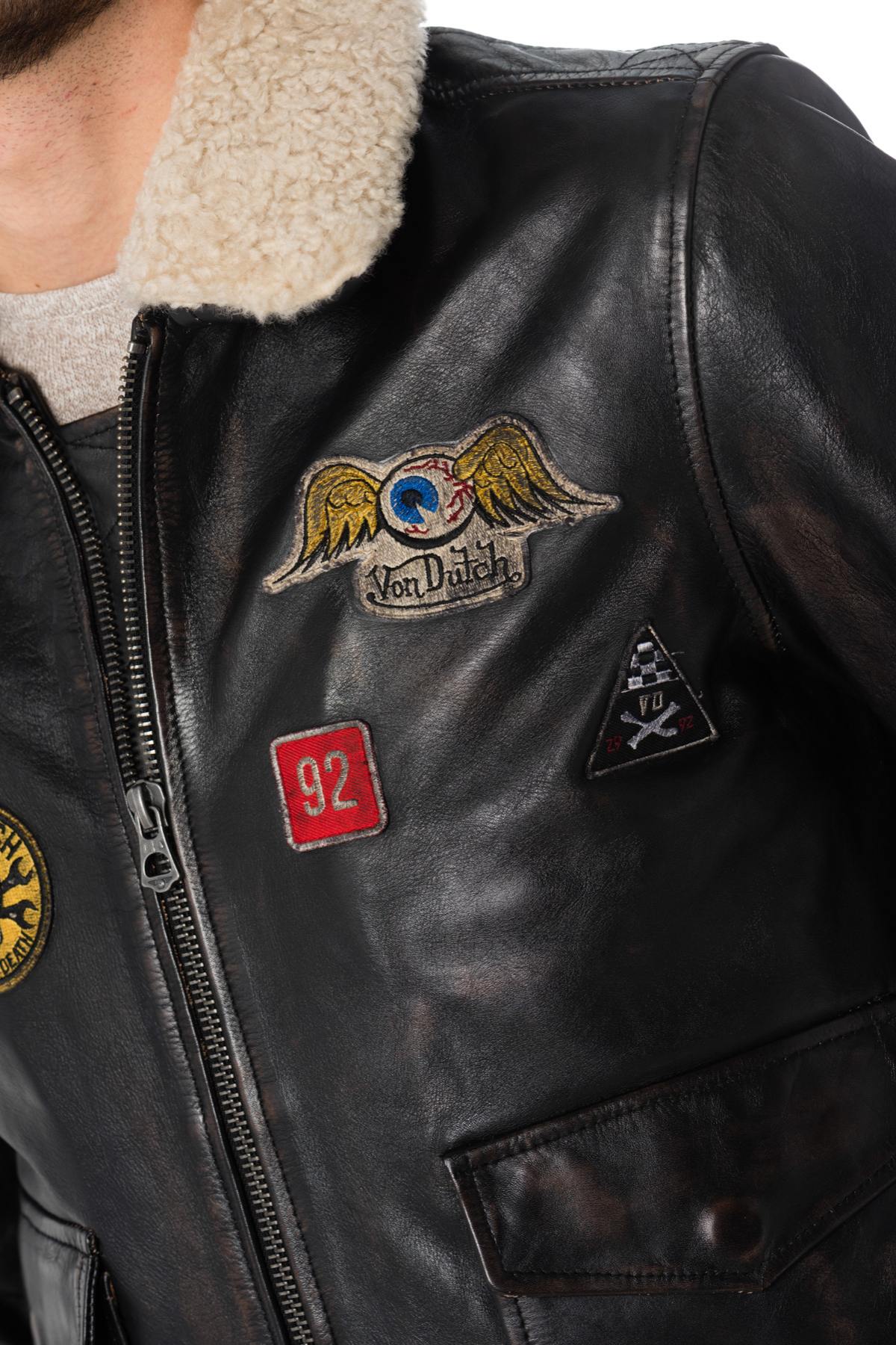 Patched leather bomber jacket - Image n°7