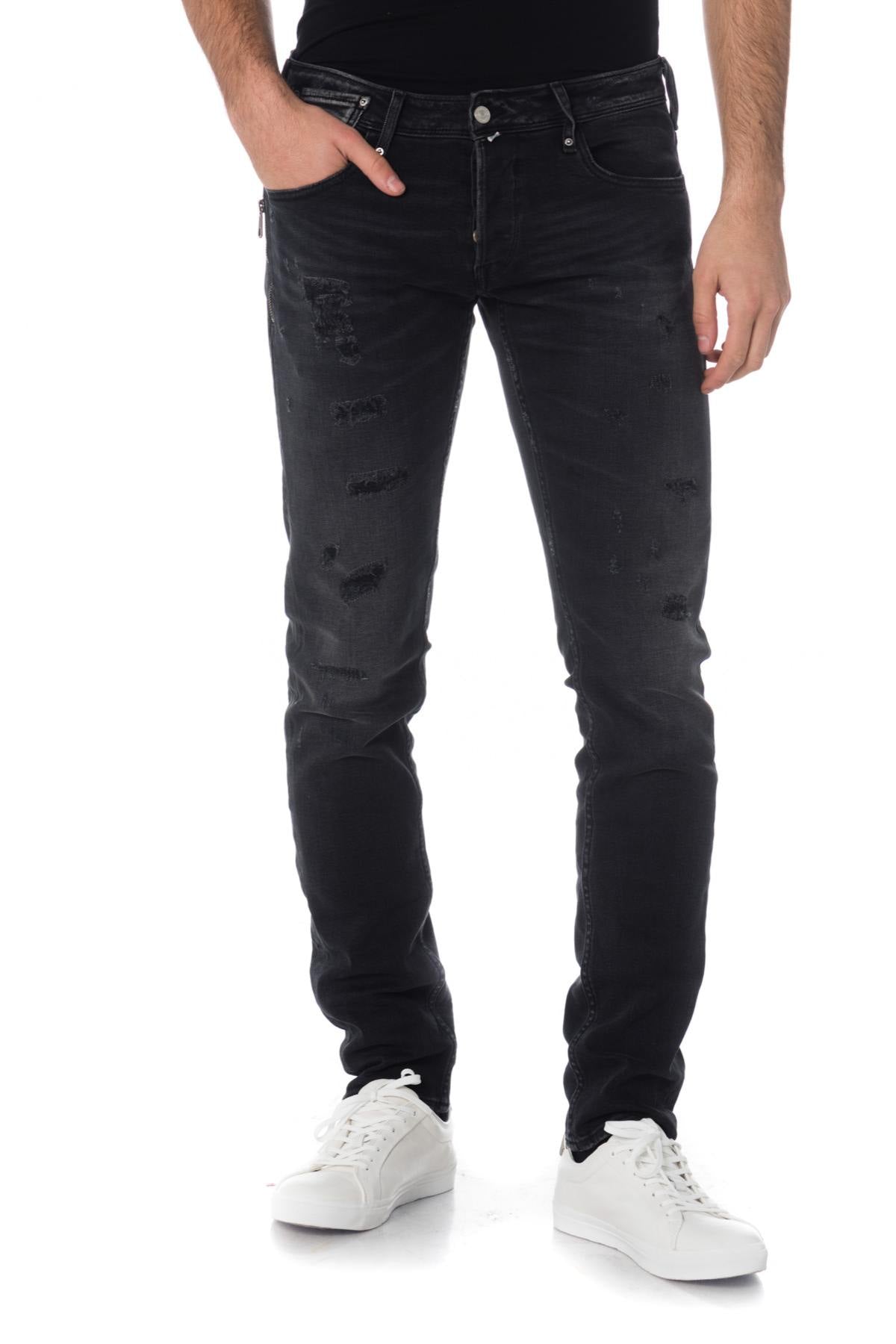 Men's black destroyed jeans - Image n°6