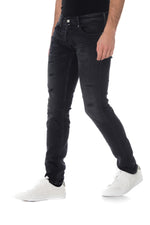 Men's black destroyed jeans - Image n°1
