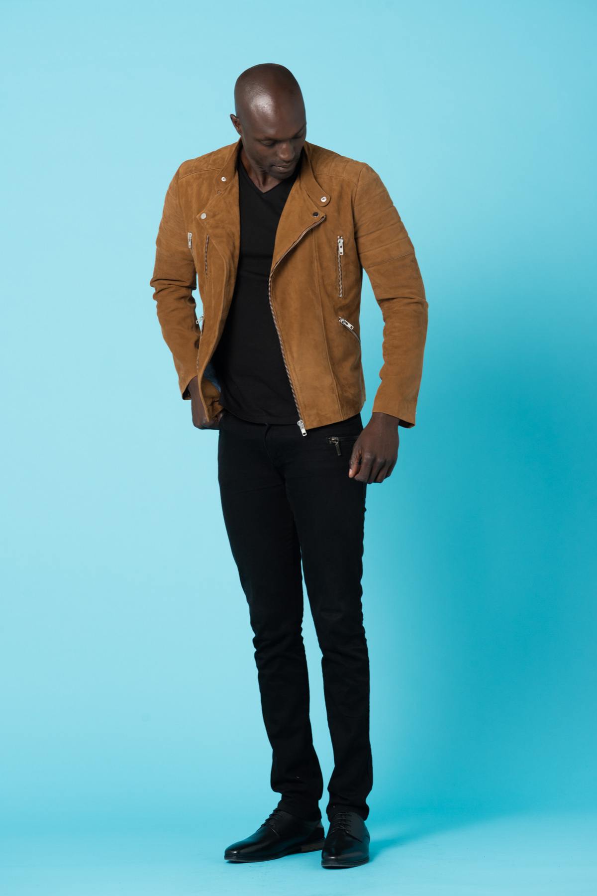 Suede-look goatskin leather jacket - Image n°2
