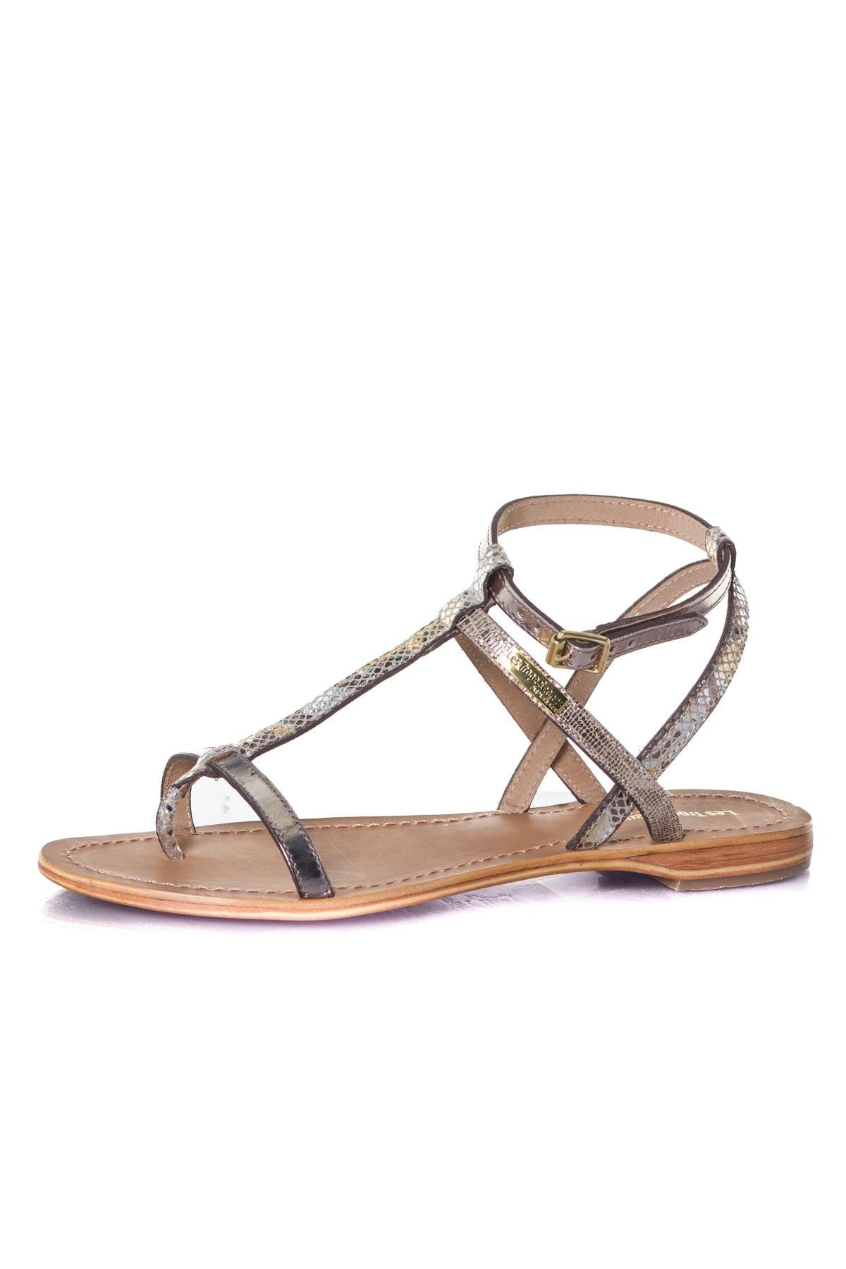 Women's beige snake sandals - Image n°6