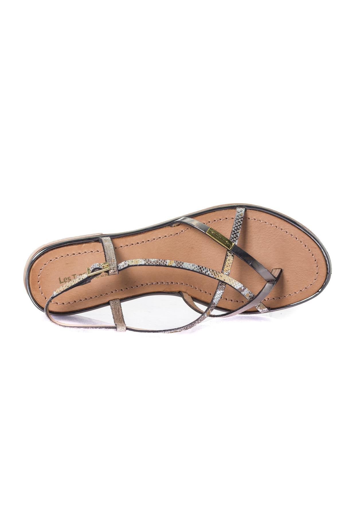 Bronze beige women's sandals - Image n°3