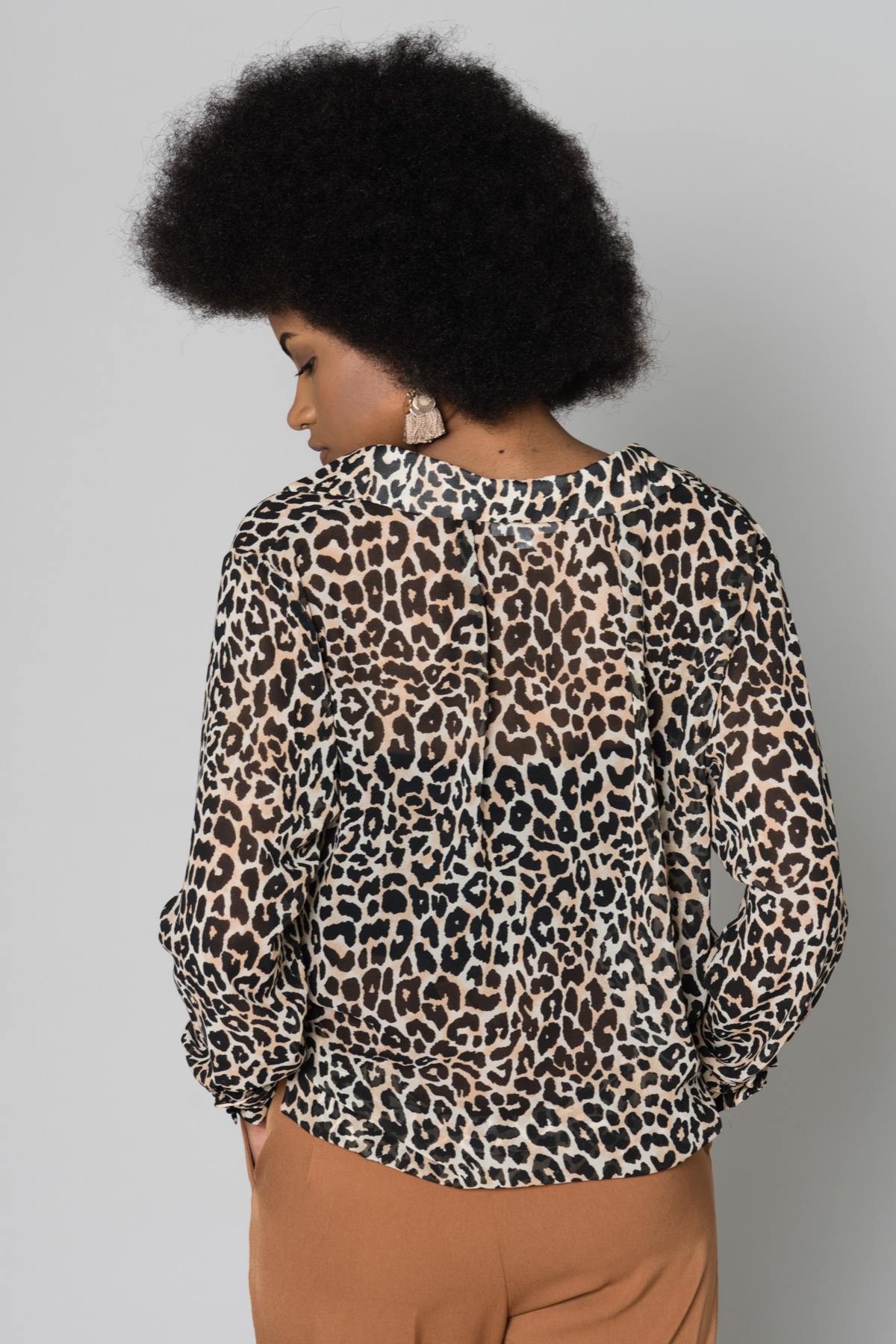 Long-sleeved leopard print blouse - Image n°3